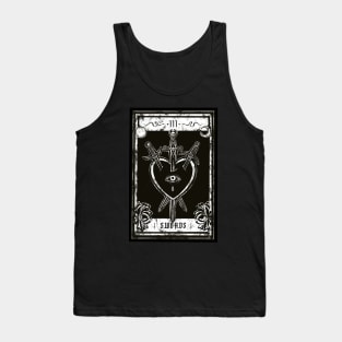 Three of swords - Tarot card, tarot, sword, magic, heart, night, moon, skull, Snake, toxic love, stranger, goth, death Tank Top